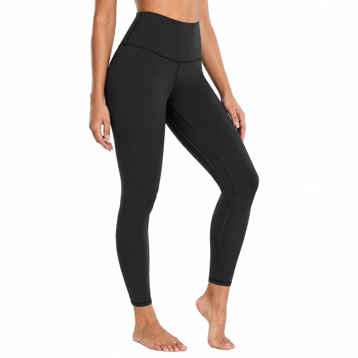 Leggings sportivi donna M in tessuto elasticizzato nero a vita alta