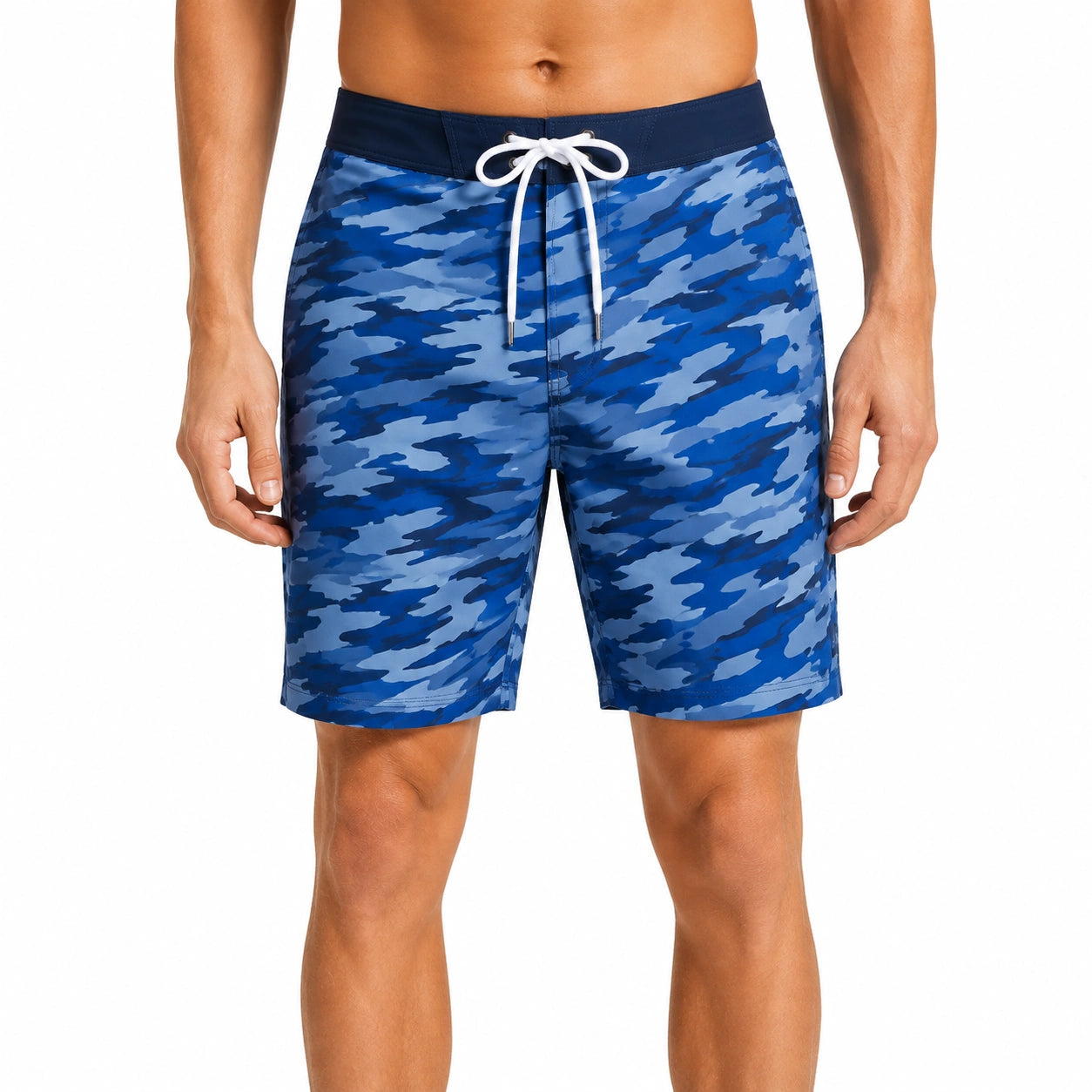 Costume da bagno uomo taglia M blu mimetico con coulisse