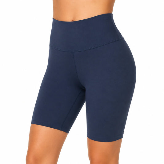 Pantaloncini ciclista donna taglia S elasticizzati blu navy a vita alta per allenamento
