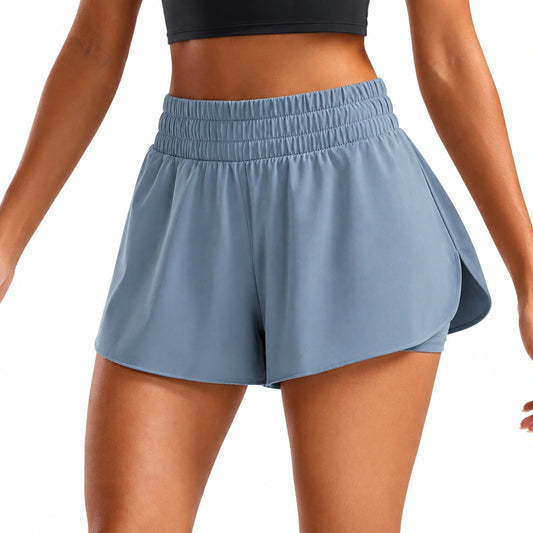 Short sportivi donna taglia M in tessuto sintetico azzurro stile a strati