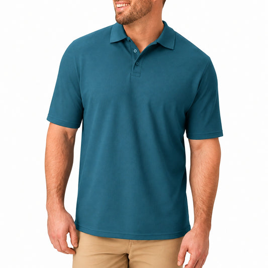 Polo uomo taglia M in tessuto blu ottanio a manica corta stile casual