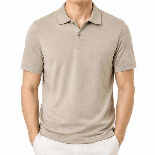 Polo uomo taglia L beige a maniche corte stile casual