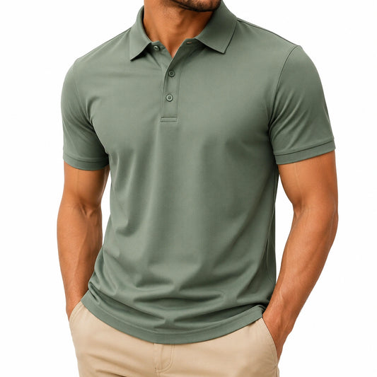 Polo uomo taglia L in tessuto verde salvia a maniche corte stile casual
