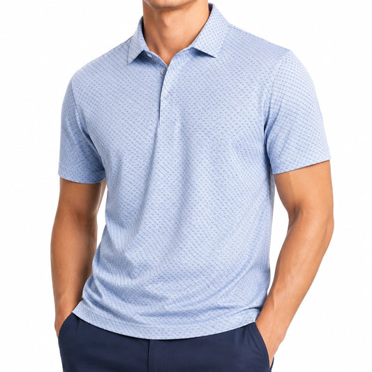 Polo uomo taglia L azzurro a maniche corte con colletto classico
