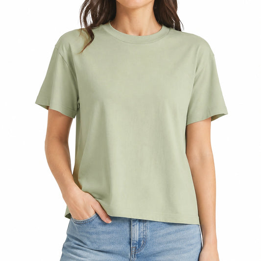T-shirt donna M verde salvia in tessuto a maniche corte vestibilità rilassata