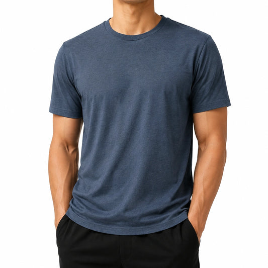 T-shirt uomo taglia M in tessuto blu navy a manica corta girocollo